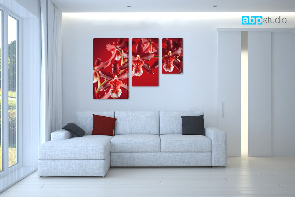 Модульная картина "Красная орхидея"